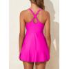 imageAleumdr Women One Piece Swimsuit Skirt Tummy Control Bathing Suit Color Block Swim Dress Swimwear with PocketsHot Pink