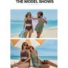 imageAleumdr Women One Piece Swimsuit Skirt Tummy Control Bathing Suit Color Block Swim Dress Swimwear with PocketsLight Green