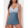 imageAleumdr Women Retro Tankini Swimdress Tummy Control Bathing Suits Two Piece Tankini Tops with Bikini Bottoms Twist SwimwearAshleigh Blue