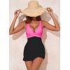 imageAleumdr Women Retro Tankini Swimdress Tummy Control Bathing Suits Two Piece Tankini Tops with Bikini Bottoms Twist SwimwearB Black