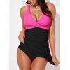 imageAleumdr Women Retro Tankini Swimdress Tummy Control Bathing Suits Two Piece Tankini Tops with Bikini Bottoms Twist SwimwearB Black