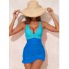 imageAleumdr Women Retro Tankini Swimdress Tummy Control Bathing Suits Two Piece Tankini Tops with Bikini Bottoms Twist SwimwearB Sky Blue