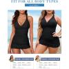 imageAleumdr Women Retro Tankini Swimdress Tummy Control Bathing Suits Two Piece Tankini Tops with Bikini Bottoms Twist SwimwearBlack