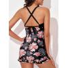 imageAleumdr Women Retro Tankini Swimdress Tummy Control Bathing Suits Two Piece Tankini Tops with Bikini Bottoms Twist SwimwearBlack Red Flower