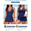 imageAleumdr Women Retro Tankini Swimdress Tummy Control Bathing Suits Two Piece Tankini Tops with Bikini Bottoms Twist SwimwearBlue