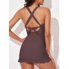 imageAleumdr Women Retro Tankini Swimdress Tummy Control Bathing Suits Two Piece Tankini Tops with Bikini Bottoms Twist SwimwearDark Brown