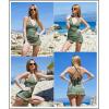 imageAleumdr Women Retro Tankini Swimdress Tummy Control Bathing Suits Two Piece Tankini Tops with Bikini Bottoms Twist SwimwearGreen