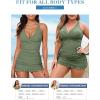 imageAleumdr Women Retro Tankini Swimdress Tummy Control Bathing Suits Two Piece Tankini Tops with Bikini Bottoms Twist SwimwearGreen