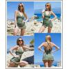 imageAleumdr Women Retro Tankini Swimdress Tummy Control Bathing Suits Two Piece Tankini Tops with Bikini Bottoms Twist SwimwearGreen Leaf