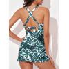 imageAleumdr Women Retro Tankini Swimdress Tummy Control Bathing Suits Two Piece Tankini Tops with Bikini Bottoms Twist SwimwearGreen Printed