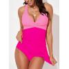 imageAleumdr Women Retro Tankini Swimdress Tummy Control Bathing Suits Two Piece Tankini Tops with Bikini Bottoms Twist SwimwearHot Pink