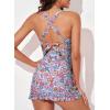imageAleumdr Women Retro Tankini Swimdress Tummy Control Bathing Suits Two Piece Tankini Tops with Bikini Bottoms Twist SwimwearPrinted Pink