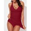 imageAleumdr Women Retro Tankini Swimdress Tummy Control Bathing Suits Two Piece Tankini Tops with Bikini Bottoms Twist SwimwearRed