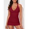 imageAleumdr Women Retro Tankini Swimdress Tummy Control Bathing Suits Two Piece Tankini Tops with Bikini Bottoms Twist SwimwearRed