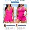 imageAleumdr Women Retro Tankini Swimdress Tummy Control Bathing Suits Two Piece Tankini Tops with Bikini Bottoms Twist SwimwearRose