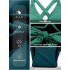 imageAleumdr Women Retro Tankini Swimdress Tummy Control Bathing Suits Two Piece Tankini Tops with Bikini Bottoms Twist SwimwearSea Green