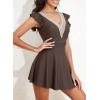 imageAleumdr Women Swim Dress One Piece Swimsuit with Skirt Tummy Control Bathing Suits Modest Swimwear Swim RomperA Brown