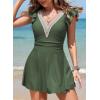 imageAleumdr Women Swim Dress One Piece Swimsuit with Skirt Tummy Control Bathing Suits Modest Swimwear Swim RomperA Light Green