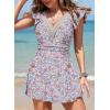 imageAleumdr Women Swim Dress One Piece Swimsuit with Skirt Tummy Control Bathing Suits Modest Swimwear Swim RomperA Printed Pink