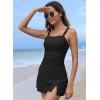 imageAleumdr Women Vintage Tummy Control Two Piece Tankini Swimsuits Swimdress Push up Swimwear Bathing SuitsBlack