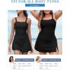 imageAleumdr Women Vintage Tummy Control Two Piece Tankini Swimsuits Swimdress Push up Swimwear Bathing SuitsBlack