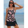 imageAleumdr Women Vintage Tummy Control Two Piece Tankini Swimsuits Swimdress Push up Swimwear Bathing SuitsBlack Print