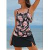 imageAleumdr Women Vintage Tummy Control Two Piece Tankini Swimsuits Swimdress Push up Swimwear Bathing SuitsBlack Print