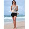 imageAleumdr Women Vintage Tummy Control Two Piece Tankini Swimsuits Swimdress Push up Swimwear Bathing SuitsBlack Stripe
