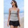 imageAleumdr Women Vintage Tummy Control Two Piece Tankini Swimsuits Swimdress Push up Swimwear Bathing SuitsBlack Stripe