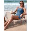 imageAleumdr Women Vintage Tummy Control Two Piece Tankini Swimsuits Swimdress Push up Swimwear Bathing SuitsBlue 204