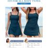 imageAleumdr Women Vintage Tummy Control Two Piece Tankini Swimsuits Swimdress Push up Swimwear Bathing SuitsBlue