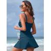 imageAleumdr Women Vintage Tummy Control Two Piece Tankini Swimsuits Swimdress Push up Swimwear Bathing SuitsBlue