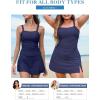 imageAleumdr Women Vintage Tummy Control Two Piece Tankini Swimsuits Swimdress Push up Swimwear Bathing SuitsDeep Blue