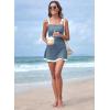 imageAleumdr Women Vintage Tummy Control Two Piece Tankini Swimsuits Swimdress Push up Swimwear Bathing SuitsDusk Blue