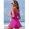 imageAleumdr Women Vintage Tummy Control Two Piece Tankini Swimsuits Swimdress Push up Swimwear Bathing SuitsRose Purple