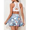 imageAleumdr Womens 3quot High Waisted Swim Skirt with Zipper Pockets Tummy Control Side Split Bathing Suit Swimsuit Tankini BottomsFloral Blue