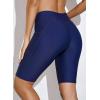 imageAleumdr Womens 8quot High Waisted Board Shorts Long Swim Bottom Knee Length Pants with Pocket UPF 50 Shorts with LinerBlue
