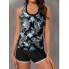 imageAleumdr Womens Athletic 3 Piece Tankini Swimsuits with Shorts Swim Tank Tops with Sports Bra and Boyshorts Bathing SuitsBlack Floral