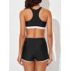 imageAleumdr Womens Athletic 3 Piece Tankini Swimsuits with Shorts Swim Tank Tops with Sports Bra and Boyshorts Bathing SuitsBlack Floral