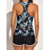 imageAleumdr Womens Athletic 3 Piece Tankini Swimsuits with Shorts Swim Tank Tops with Sports Bra and Boyshorts Bathing SuitsBlack Floral