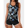 imageAleumdr Womens Athletic 3 Piece Tankini Swimsuits with Shorts Swim Tank Tops with Sports Bra and Boyshorts Bathing SuitsBlack Floral