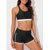 imageAleumdr Womens Athletic 3 Piece Tankini Swimsuits with Shorts Swim Tank Tops with Sports Bra and Boyshorts Bathing SuitsBlack Floral