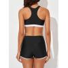 imageAleumdr Womens Athletic 3 Piece Tankini Swimsuits with Shorts Swim Tank Tops with Sports Bra and Boyshorts Bathing SuitsBlack Printed