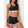 imageAleumdr Womens Athletic 3 Piece Tankini Swimsuits with Shorts Swim Tank Tops with Sports Bra and Boyshorts Bathing SuitsBlack Printed