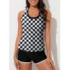 imageAleumdr Womens Athletic 3 Piece Tankini Swimsuits with Shorts Swim Tank Tops with Sports Bra and Boyshorts Bathing SuitsBlack Printed