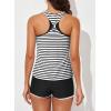 imageAleumdr Womens Athletic 3 Piece Tankini Swimsuits with Shorts Swim Tank Tops with Sports Bra and Boyshorts Bathing SuitsBlack Stripe