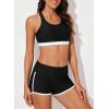 imageAleumdr Womens Athletic 3 Piece Tankini Swimsuits with Shorts Swim Tank Tops with Sports Bra and Boyshorts Bathing SuitsBlack Stripe