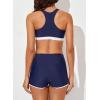 imageAleumdr Womens Athletic 3 Piece Tankini Swimsuits with Shorts Swim Tank Tops with Sports Bra and Boyshorts Bathing SuitsBlue Stripe