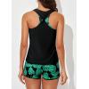 imageAleumdr Womens Athletic 3 Piece Tankini Swimsuits with Shorts Swim Tank Tops with Sports Bra and Boyshorts Bathing SuitsG Black