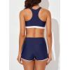 imageAleumdr Womens Athletic 3 Piece Tankini Swimsuits with Shorts Swim Tank Tops with Sports Bra and Boyshorts Bathing SuitsNavy Blue